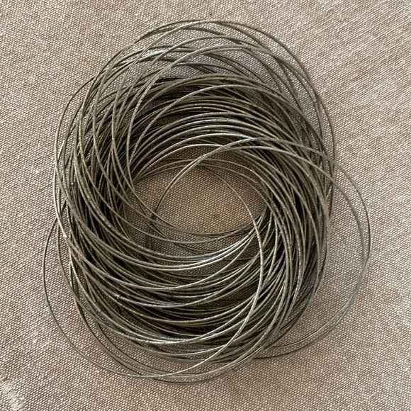Vintage Connected think silver bangles bracelets - 60 strands - Picture 4 of 4
